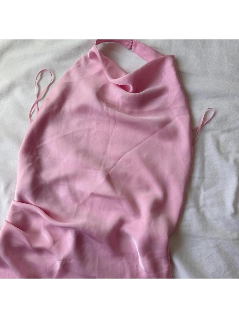 Aritzia Ten Audience Satin Halter Top | Milkshake Pink | Size 0